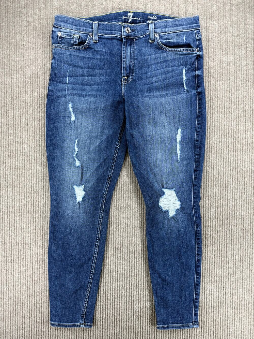 7 For All Mankind Ankle Gwenevere Distressed Skinny Jeans 32
